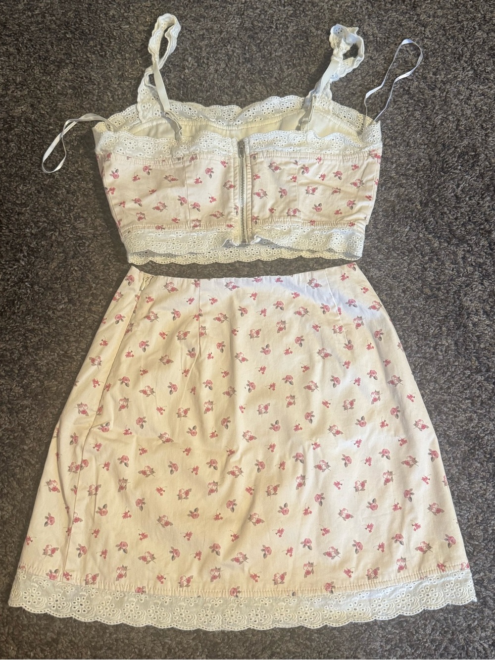 Lulu’s Denim White & Pink Set 🩷